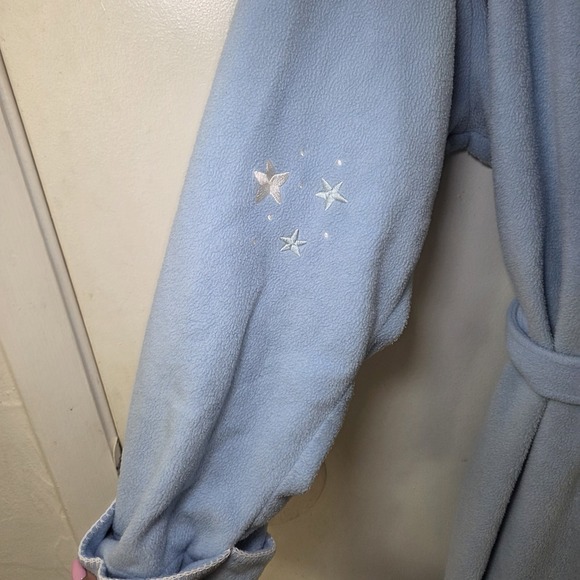 Delicates Plush Fleece Bathrobe Blue Polar Bear Winter Robe XL Y2K Cozycore - Picture 4 of 11